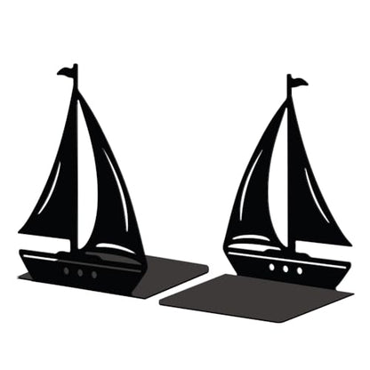 Peacoblue 5.3"x4.3"x7.1" Metal Bookends, Heavy Duty Book Ends for Shelves - style: Sailboat