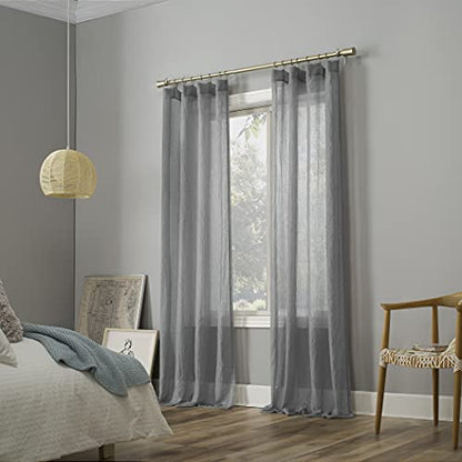 No. 918 Genevieve 2-Pack Linen Weave Sheer Semi-Sheer Rod Pocket Curtain Panel Pair, Gray, 50" W x 120" L (2 Panels) - color: Grey, size: 50"W x 120"L (Pack of 2)