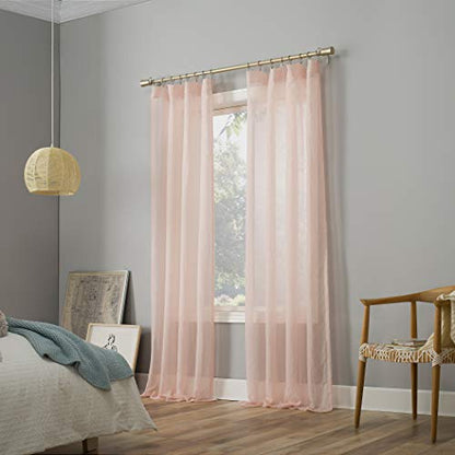 No. 918 Genevieve 2-pack 2-pack Linen Weave Sheer Semi-Sheer Grommet Curtain Panel Pair, 50" x 63", Blush Pink - color: Blush Pink, size: 50"W x 63"L (Pack of 2)