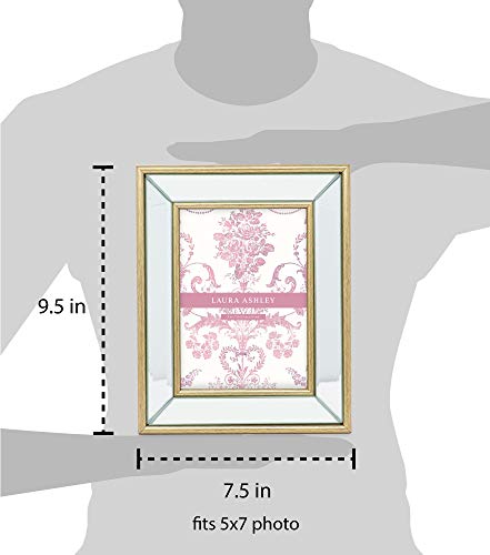 Laura Ashley 5x7 Gold Beveled Mirror Picture Frame Tabletop & Wall Mount - color: Gold, size: 5x7