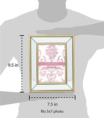Laura Ashley 5x7 Gold Beveled Mirror Picture Frame Tabletop & Wall Mount - color: Gold, size: 5x7