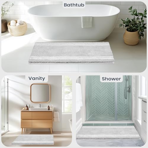 PURRUGS Bathroom Rug, Bath Mat, 30" x 46", Light Grey - color: Light Grey, size: 30" X 46"