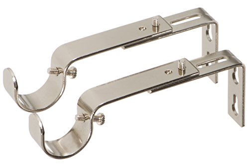 Ivilon Adjustable Brackets for Curtain Rods - for 1 or 1 1/8 Inch Rods. Set of 2 - Brushed Nickel - color: Brushed Nickel, size: Adjustable - 1" or 1-1/8" Rods