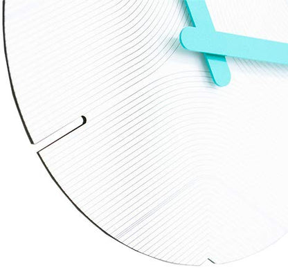 Stephanie Imports Modern Minimalist Hiding White & Teal Green Silent Wall Clock - color: Hiding White & Teal Green