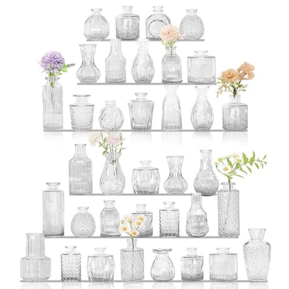 Set of 36 Glass Bud Vases Small Flower Vases for Centerpieces - color: Clear