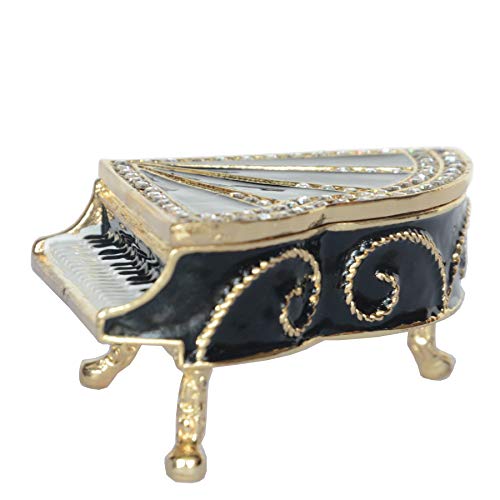 Musical Piano Trinket Box Jewelry Box Hand Painted Decorative Box with Hinged Lid Ring Earring Holder Table Figurine Collectible - color: Piano