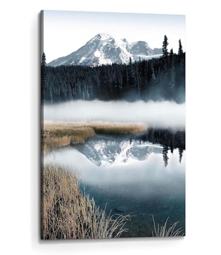 arttitue Nature Canvas Wall Art, Lake Scene Picture Decor, 24x16 Inch - color: Lake 04, size: 24"L x 16"W