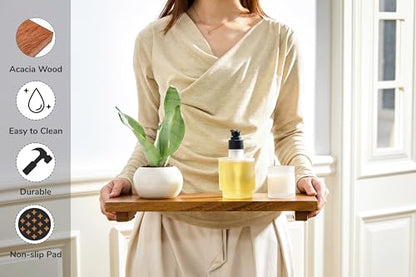 Narrow 17" Acacia Wood Riser Pedestal Stand for Kitchen Counter - size: Narrow:17"x6"