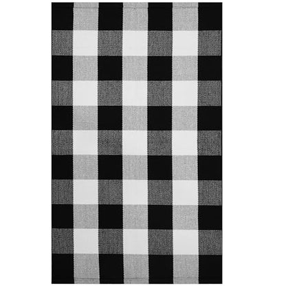 KILOCOCO Buffalo Plaid Checkered Rug 27.5x43 in Black White Front Door Rug - color: Black and White, size: 2'4" x 3'7" (Rectangular)