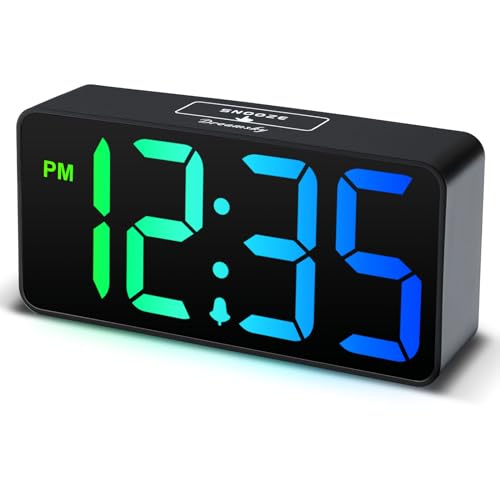 DreamSky Small Digital Alarm Clock for Bedroom, RGB Kids Alarm Clock Boys - color: Black Case Rgb Digits