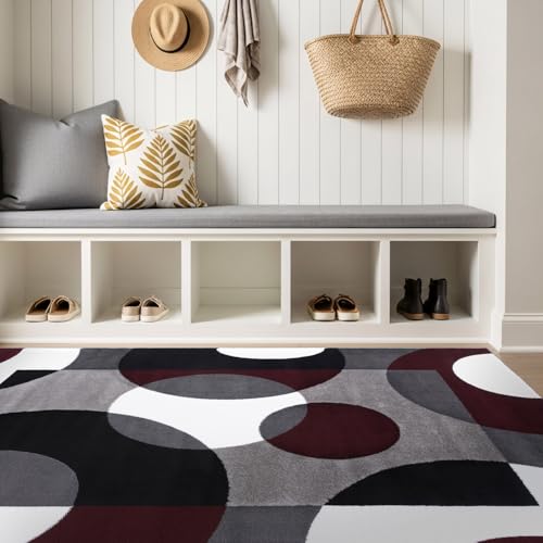 Rugshop Circle Design Contemporary Geometric Area Rug Burgundy 5'3" x 7'3" - size: 5'3" x 7'3" (Rectangular)