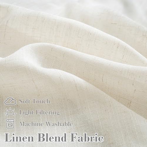 DriftAway Semi Sheer Scalloped Edge Linen Coastal Beach Window Curtains for Living Room Bedroom 2 Panels Rod Pocket Each Size 52 Inch by 84 Inch Gray - color: Linen Gray, size: 52"W x 84"L (Pack of 2)