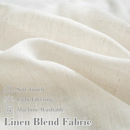 DriftAway Semi Sheer Scalloped Edge Linen Coastal Beach Window Curtains for Living Room Bedroom 2 Panels Rod Pocket Each Size 52 Inch by 84 Inch Gray - color: Linen Gray, size: 52"W x 84"L (Pack of 2)