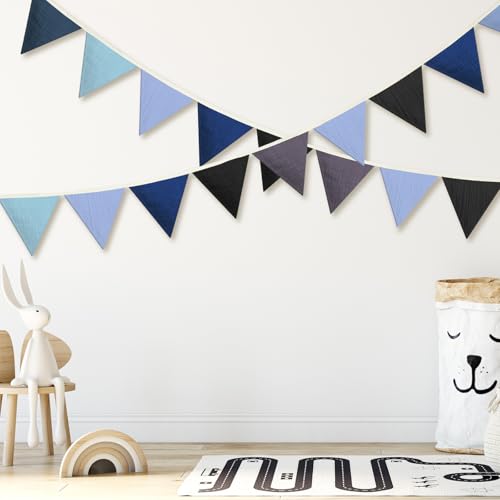 Oudain 2 Pcs Pennant Banner Flags Nursery Garland Triangle, Blue Color - color: Blue Color