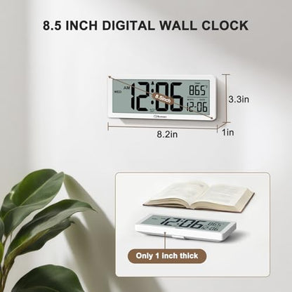 Soobest 8.5 Inch Digital Wall Clock Battery Operated, Compact Display - color: White