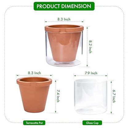 D'vine Dev Self Watering Terracotta Planter Pot, 8 in, 37-X-C-1 - color: Terracotta, size: 8 Inch
