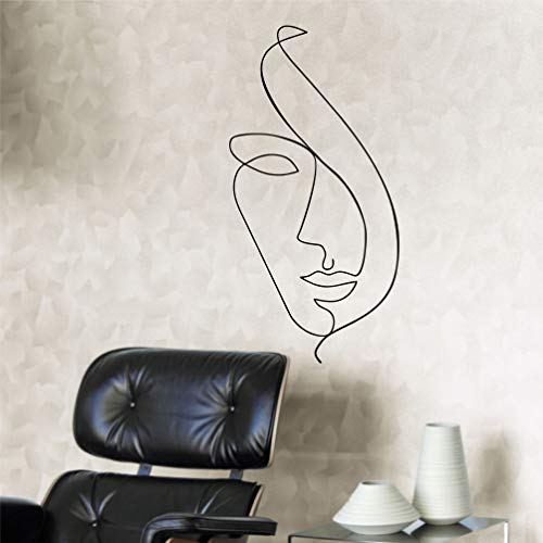 DEKADRON Line Wall Art, Abstract Face Metal Wall Art, Minimalist Art, Geometric Metal Wall Decoration, - size: 24"L x 12"W