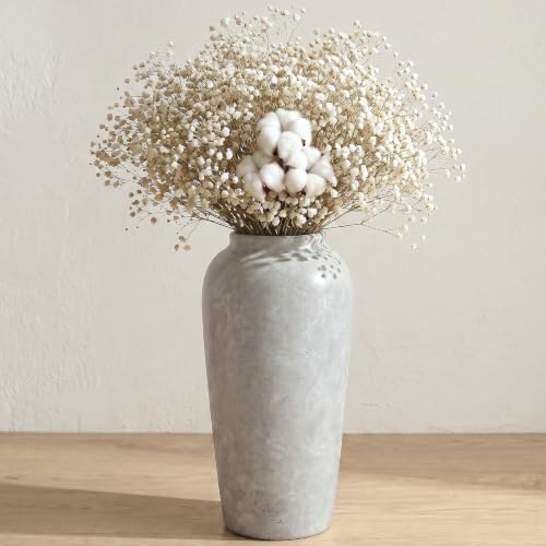 Ceramic Vase Home Decor, Vintage Vase, Wide Mouth Farmhouse vase (19”h-Vintage Grey) - color: 19”h-vintage Grey