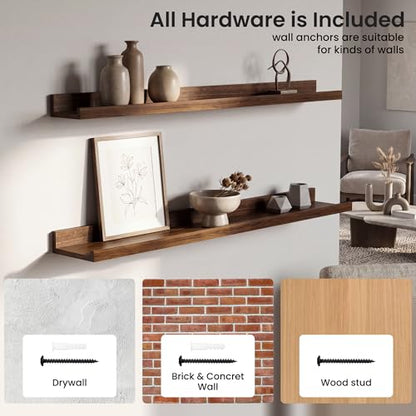 Axeman 20 Inch Floating Shelves, Walnut Picture Ledge Shelf Set of 4 - color: Walnut, size: 20 Inch