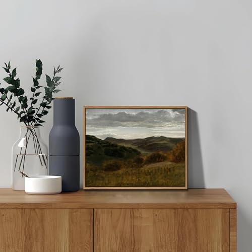 Framed Vintage Landscape Wall Art 10x8 Inch,Vintage Moody Countryside Farmhouse Landscape Painting Print, Retro Canvas Artwork with Floating Frame for Living Room Bedroom Office - color: Framed-1, size: 10"L x 8"W