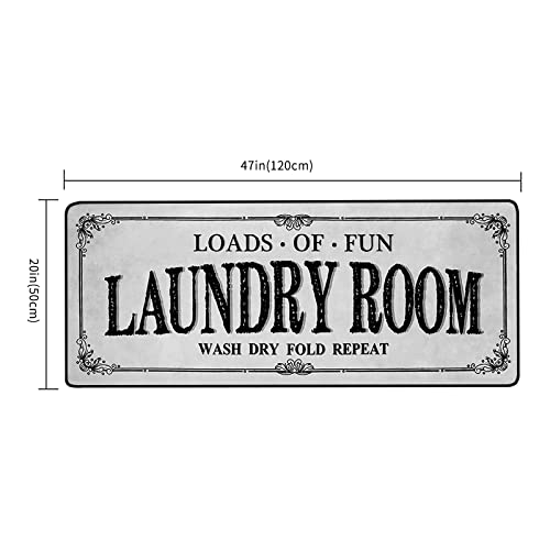 ROMAMIGO Grey Runner Rug, Farmhouse Kitchen Floor Mat, Non Slip Laundry Room Decor, Large (20 X 47 inch) - color: Grey