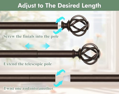 USFOOK Bronze Curtain Rod 32 to 58, Window Treatment Rods with Brackets - color: Bronze, size: 32-58"