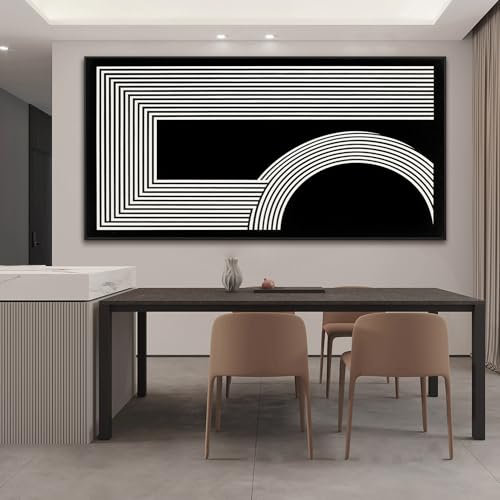 Large Framed Abstract Black And White Wall Art For Living Room 29"X 58" - color: black, size: 58"L x 29"W