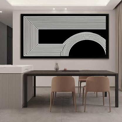 Large Framed Abstract Black And White Wall Art For Living Room 29"X 58" - color: black, size: 58"L x 29"W