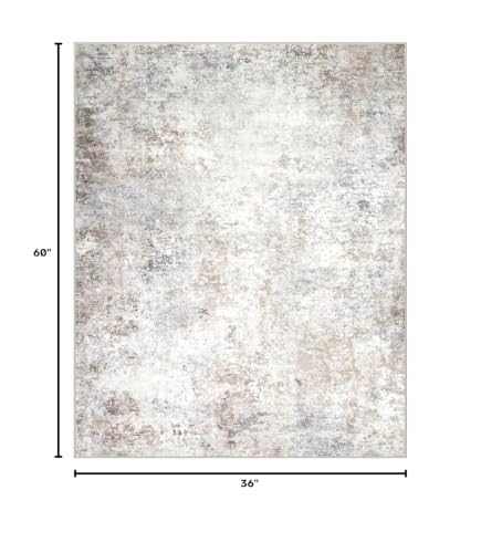 Beige Grey Washable Rugs 3x5 Area Rugs for Living Room,Bedroom,Dining Room - color: Brown-grey-beige-slate, size: 3' x 5' (Rectangular)