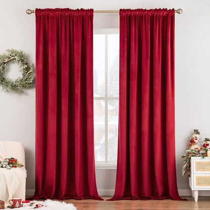 MIULEE Red Blackout Velvet Curtains Drapes 63 Inch Long 52"x63" Bedroom - color: Red, size: 52"W x 63"L (Pack of 2)