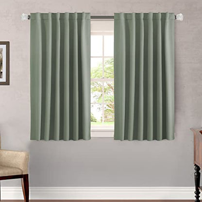 H.VERSAILTEX Blackout Curtains Thermal Insulated Window Treatment Panels Room Darkening Blackout Drapes for Living Room Back Tab/Rod Pocket Bedroom Draperies, 52 x 45 Inch, Light Sage, 2 Panels - color: Light Sage, size: 52"W x 45"L (Pack of 2)