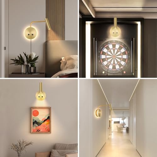 Gold Wall Mounted Reading Light 2 Pack, 3000K Flexible Headboard Reading Sconces with On Off Switch Control, Plug in/Hardwired Wall Light Fixtures with Night Light for Bedside Bedroom Bunk - color: Gold-2 Pack