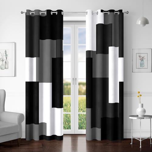 Tyrot Black White Grey Blackout Curtains for Bedroom Living Room 72 inch - color: Grey, size: 52"W x 72"L (Pack of 2)