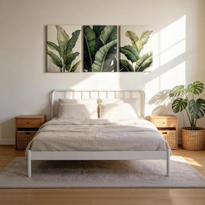 Doqueodas 3Pcs Tropical Leaf Canvas Wall Art12 x16 inch Framed - color: Banana leaf plants Framed, size: 16"Lx 12"W