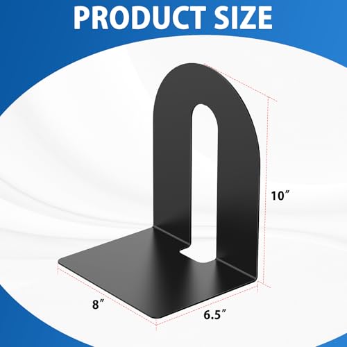 Heavy Duty 10" Bookends,Steel Black Metal Bookends (1 Pairs-2 pcs)