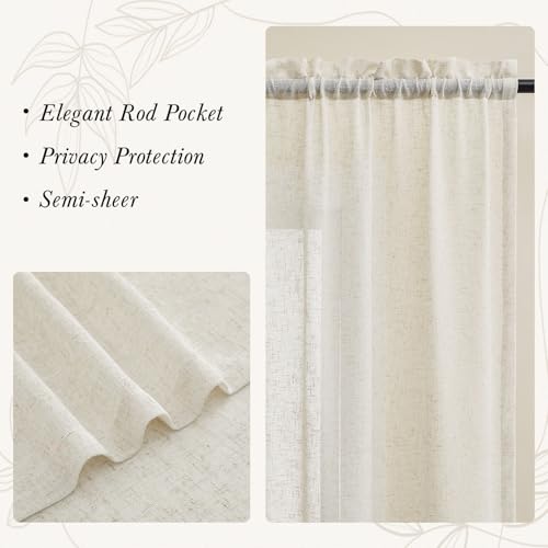 Gibelle Beige Boho Bedroom Curtains 84 Inch Length, Farmhouse Linen Curtains for Living Room, Bohemian Country Window Curtain Panels Tassel Draperies, 56’’W x 84’’L - color: Beige, size: 56"W x 84"L (Pack of 1)