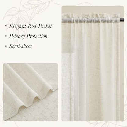Gibelle Beige Boho Bedroom Curtains 84 Inch Length, Farmhouse Linen Curtains for Living Room, Bohemian Country Window Curtain Panels Tassel Draperies, 56’’W x 84’’L - color: Beige, size: 56"W x 84"L (Pack of 1)