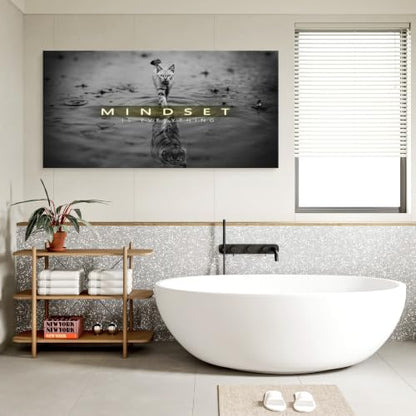 Baisuwallart Cat Tiger Reflection Canvas Wall Art Mindset Motivation Poster - color: Black, size: 40"L x 20"W