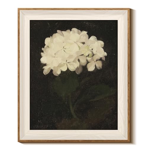 InSimSea Framed Canvas Wall Art for Wall Decor - Vintage White Flower Room Decor, Oil Painting Canvas Wall Art Bedroom Decor, Botanical Art Artwork Picture Bathroom Living Room Office Library 10x12In - color: White Hydrangea, size: 12"L x 10"W