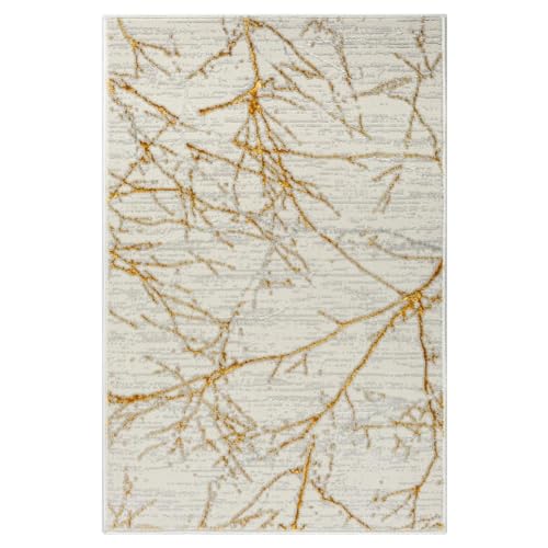 LUXE WEAVERS Modern Abstract Non-Shedding Area Rug Gold 2x3 - color: Gold, size: 2' x 3' (Rectangular)