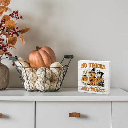 JHFDTY No Tricks Just Treats Dog Pumpkin Halloween Decorations Sign - color: Treats