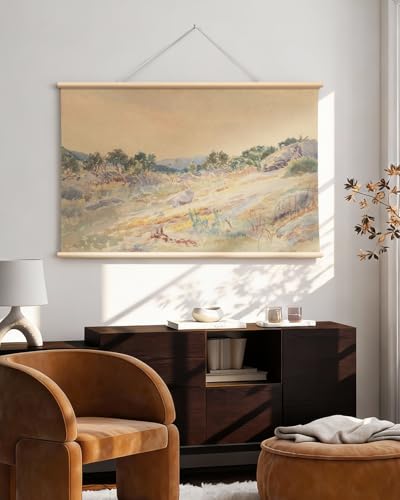 HUARCEY Extra Large Canvas Wall Art, Rustic Landscape Scroll Wall Art 36x54 - color: Hillside, size: 54"L x 36"W