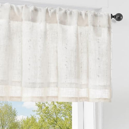 jinchan Kitchen Valance Curtain Double Layers, 50x16, 1 Panel, Whisper - color: Double | Dottie Linen Whisper, size: 50"W x 16"L (Pack of 1)
