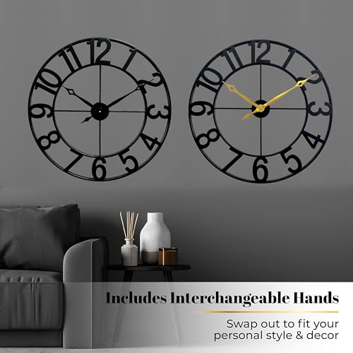 CLXEAST Oversized 30 Inch Wall Clock for Living Room, Arabic Numeral - color: Black Arabic Numeral, size: 30 Inch