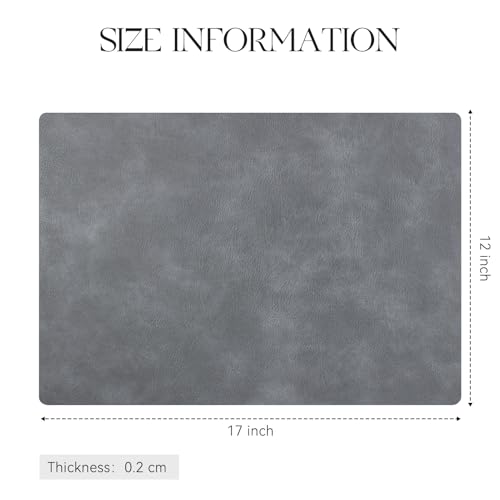 MOSAYT Vinyl Faux Leather Placemats, Set of 6, Grey - color: Gray