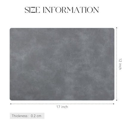 MOSAYT Vinyl Faux Leather Placemats, Set of 6, Grey - color: Gray
