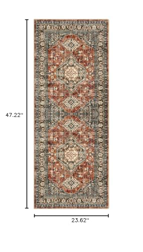 Lahome Oriental Small Area Rug, 2x4 Rug Washable Entryway Indoor Door Mat - color: Brick Red, size: 2' x 4' (Rectangular)