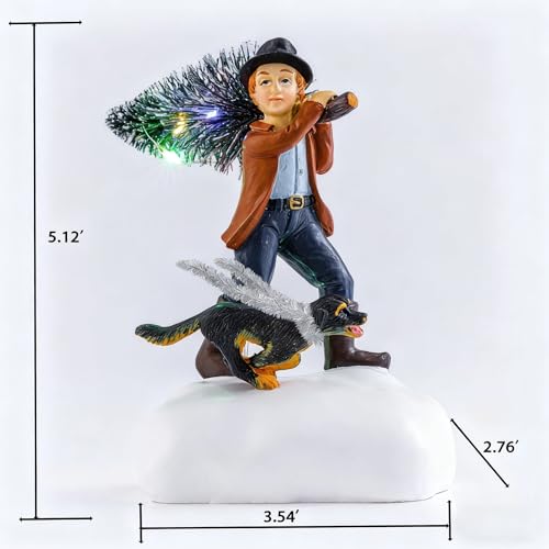 Christmas Village Decoration for Little boy and Dog,Battery Powered Luminous LED, Suitable for Home Decoration During Christmas, Holidays, Parties, and New Year.