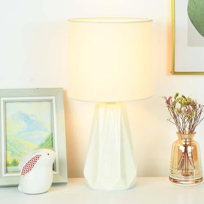 Elisa Cream Small Table Lamp for Living Room as Bedside Table Lamp for Bedroom,Modern Ceramic Kids Night Table Lamp,Φ6.1×H12.4IN,Bulb Excluded - color: Cream