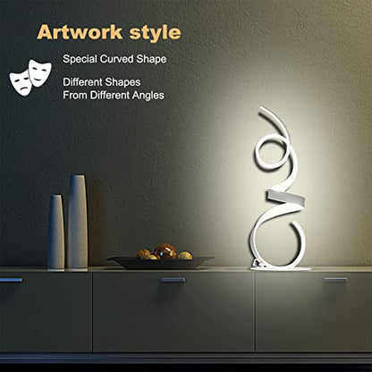 20W 2700LM 3 Colors Dimmable LED Art Table Lamp 21.4 Inch with Touch Switch for Living Room,Bedroom (White) - color: White